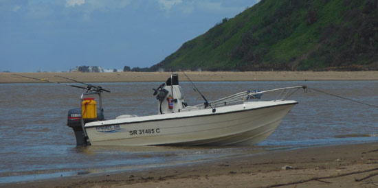 A fishing boat on the Mzimvubu River
