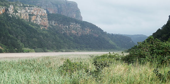 Cliffs line the approach to Port St Johns