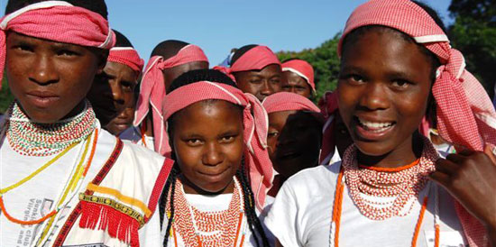 Teenage Pondo girls in traditional dress